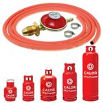 GAS BOTTLE PRESSURE REGULATOR 3m ORANGE HOSE SCREW IN CALOR LPG PROPANE CYLINDER