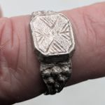 Medieval Solid Silver ring with geometric designs. Lovely Patination!