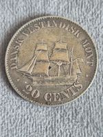 1878 Danish West Indies Christian IX 20 Cents Silver Coin