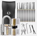 15 Pcs Locksmith Set with Clear Transparent Padlock and Euro Cylinder UK Stock