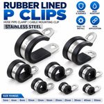 Rubber Lined P Clips Hose Pipe Clamp Cable Mounting Clip Stainless Steel
