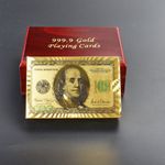 24K Karat 99.9% PURE GOLD PLATED 100 Dollar Playing cards DECK WITH WOODEN BOX 