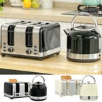 1.7L 3000W Stainless Steel Kettle and 4 Slice Toaster Set with Browning