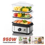 SUPERLEX 3-Tier Food Steamer 9L Electric Veg Steamer Healthy Steam Multi-cooker