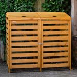 Wooden Double Wheelie Bin Storage Shed Gardage Bins Lid Garden Outdoor Rubbish