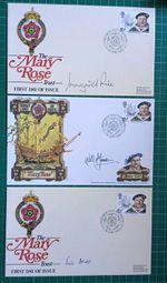 MARY ROSE TRUST HENRY VIII SINGLE STAMP FDC SIGNED x3