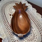 Genuine Monkey Pod Hand Carved Vintage Wooden Pineapple Shaped Bowl 24cm (11)