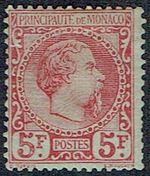 MONACO 1885 5f carmine on green very fine - 47465