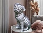 Silver Pug Sculpture Dog Statue Home ornament decorative Décor figures Gift NEW