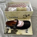 Loretta Black Leather Mary Jane Flats UK 4 Round Toe Strap Rubber Sole New