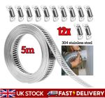 5M Stainless Steel Hose Clamp Large Adjustable Jubilee Clips with Fasteners UK