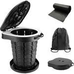 Adjustable Folding Camping Toilet W/ Lid Outdoor Retractable Stool Fishing Seat