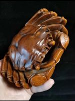 5.7" Collect China Box-Wood Hand Carving Crab Statue Ornament