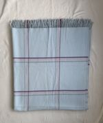 Johnstons of Elgin The Utility Rug 100% Lambswool Light Blue Plaid Throw