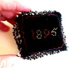 Small 1895 Beadwork Embroidered Velvet Pin Cushion