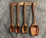 Vintage Set of 4 Aluminum Copper Color Measuring Spoons With Hanger