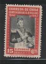Chile WWII 1942 15c B OHiggins Centenary Scott 238 MNH  bwcol 107