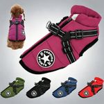 Dog Coat Waterproof With Harness Jacket Raincoat Winter Zip Coats Pet Hole Warm