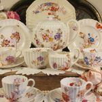 Antique Spode Chelsea Gardens Tea Service for 6 Hand Painted Floral Sprays Rare