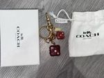 Coach rare glitter dice keychain keyring charm brand new with tag, pouch and box