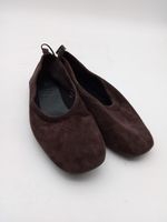 M&S Women's Shoes Dark Brown Real Suede Slip On Round Toe Ballet Flats New