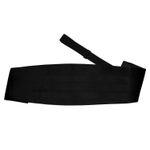 Black Mens Cummerbund Satin Plain Adjustable Wedding Accessory by DQT