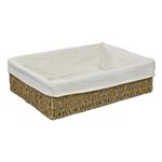 Seagrass Lined Storage Basket Empty Gift Hamper Shallow Tray Woven Wicker Home