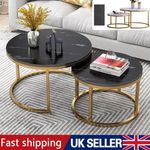 Nesting Coffee Tables Set of 2 Round Stacking Sofa Side Tables for Living Room