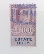 Edward Vii Revenue Stamp: Estate Duty £1 10/-