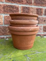 3x Vintage Sankey Bulwell Terracotta Plant Pots Mid Century Pressed Garden Pots