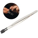 Rubber Tipped Tweezers Flat Tip Stainless Steel for Crafts Stamps Jewelry Tools