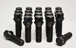 20 x M14 x 1.5, 50mm Thread, Tapered Wheel Bolts (Black)