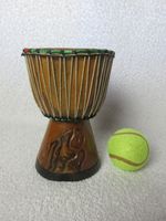 Djembe Style Carved Wooden Handheld Drum, 12cm (4.75") Diameter