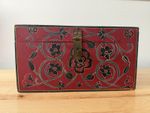 Urban Outfitters Decorative Handmade Wooden Trinket Keepsake Box Red Floral