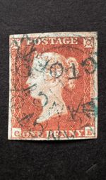 Queen Victoria Penny Red SG.8 Used Blue Town Postmark Langtoft Peterborough G.