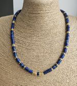 Natural Lapis Lazuli Heishi Beaded Collar Gents Choker Mens Tribal Necklace 21"