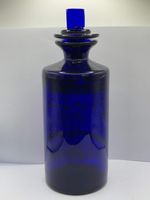 Old blue glass chemist jar, chemist round. Pharmacy