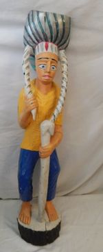 Vintage Wooden Tribal Chief Style Figurine Statue