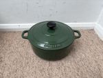 Chasseur 24cm Cast Iron Casserole Dish With Lid Green Made In France