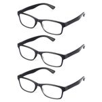 3 Pack - Black Rectangular Reading Glasses For Men & Women