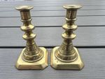 Pair Of Small Antique Brass Candlesticks 