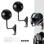 2 Pack Motorcycle Helmet Rack with Hook Metal Helmet Holder Display Wall Mounted