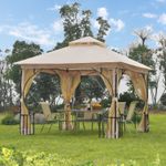 3 x 3(m) Metal Gazebo Pavilion Garden Party Tent Shelter 2-Tier Sun Shade Patio