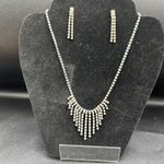 Vintage Rhinestone Necklace with Matching Earrings Costume Jewellery Set