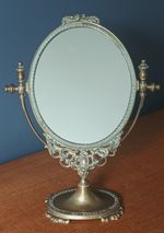 Ornate Victorian Brass Adjustable Vanity Dresser Mirror