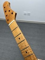 New DIY Stainless 22Frets satin Roasting Flame Maple Electric guitar Neck 25.5in