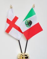 England & Mexico Double Friendship Table Flag Set