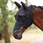 Shires FlyGuard Pro Stretch Fly Mask with Nose - Jet Black | Equestrian