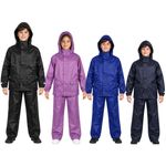 Kids Boys Girls Waterproof Hooded Rain Suit Jacket & Pants Set with Bag 3-14 Yrs