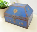 Vintage Wooden Dome Shaped Storage Box Original Old Hand Crafted Painted